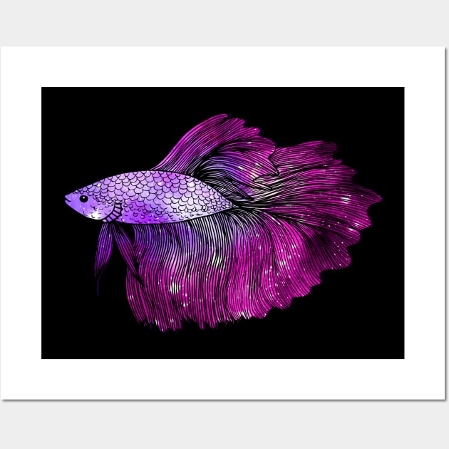 Pink Betta Fish Galaxy Wall Art by julieerindesigns